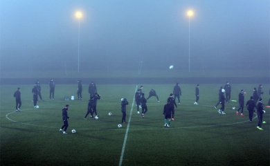 Туман не стал помехой для вечерней тренировки.