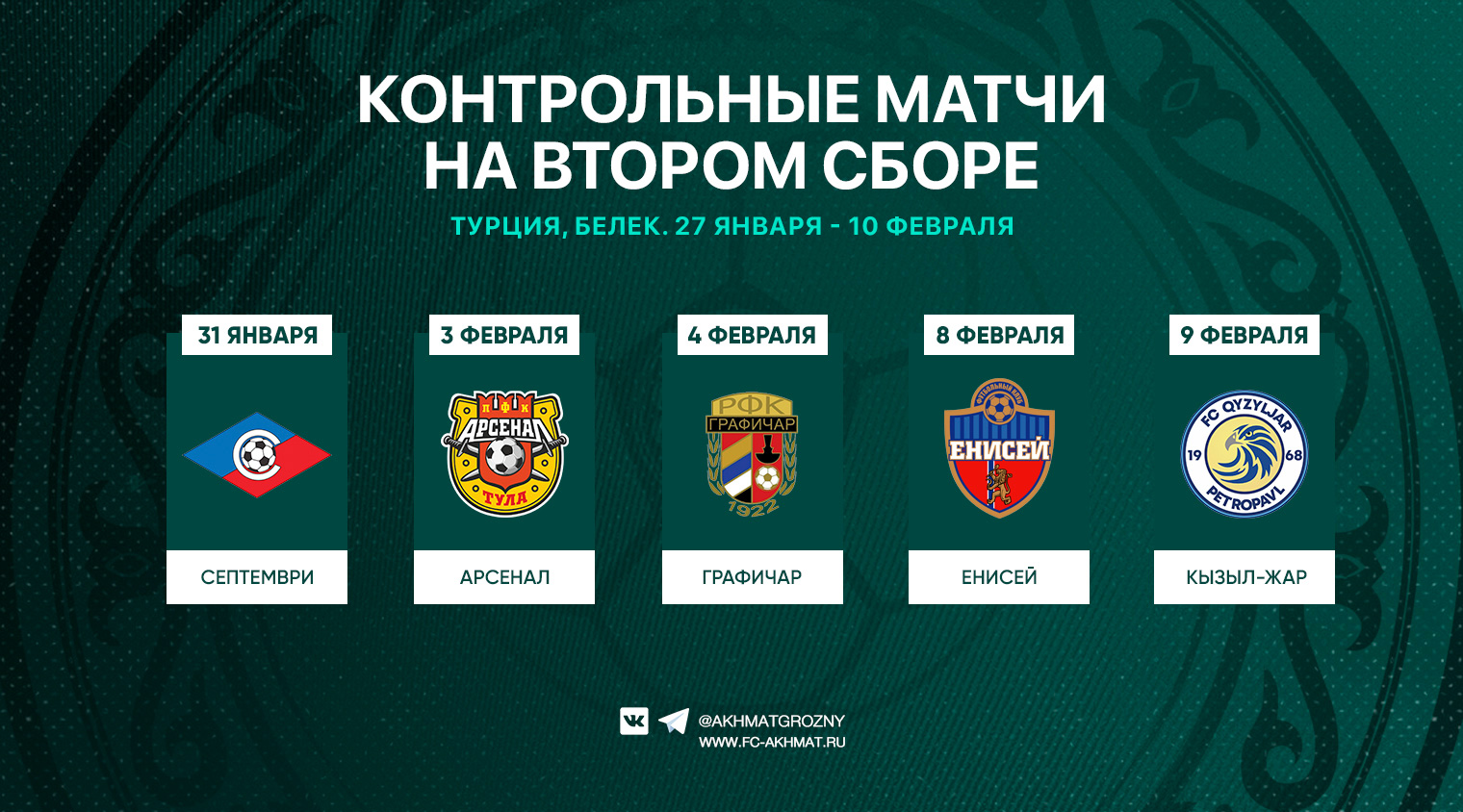 «Ахмат» проведет пять контрольных матчей на втором сборе